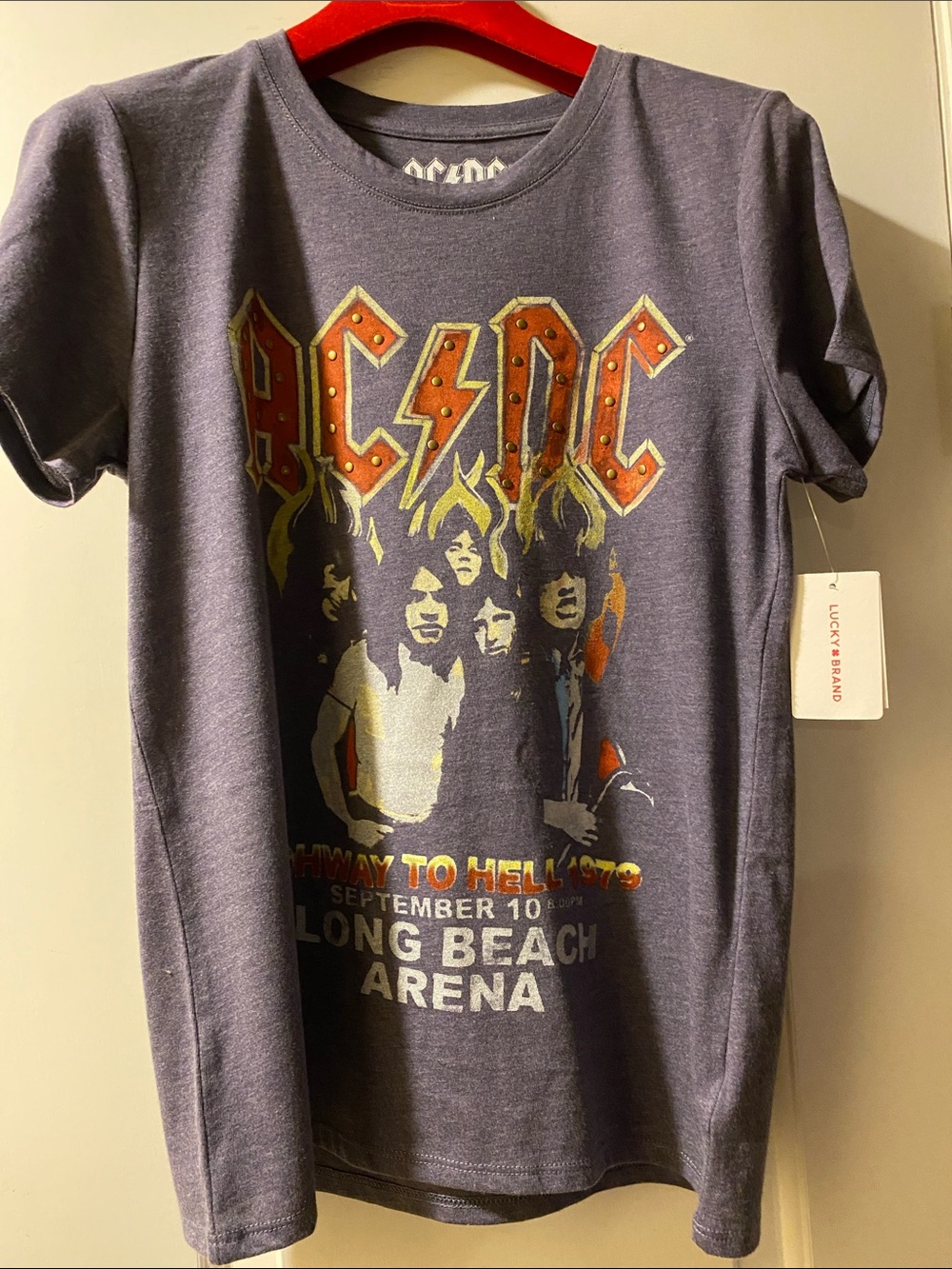 Lucky Brand AC/DC Concert Metal Studded Tee NWT